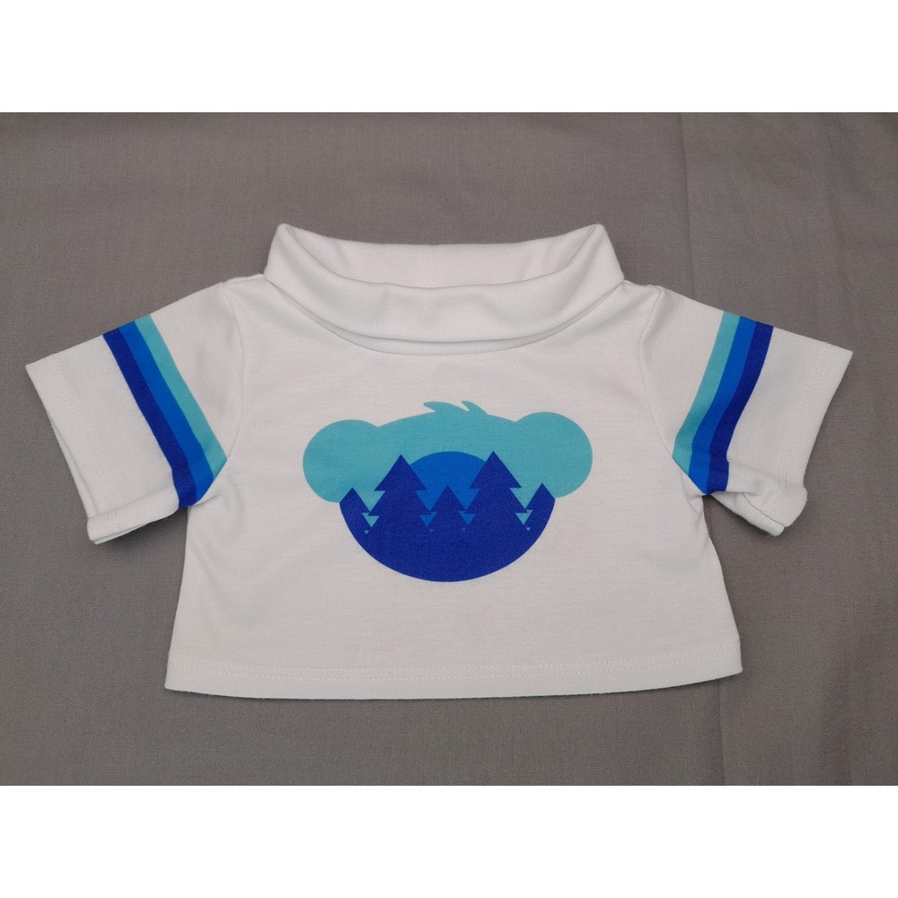 Build-A-Bear Workshop White T-Shirt Blue Mountain Bear Graphic Plush Toy Clothes